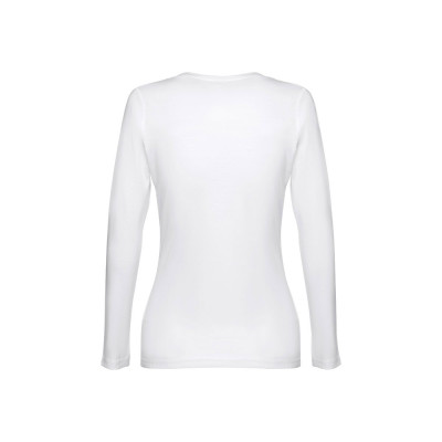 THC BUCHAREST WOMEN WH II. Long-sleeved scoop neck fitted T-shirt for women. 100 carded cotton. White